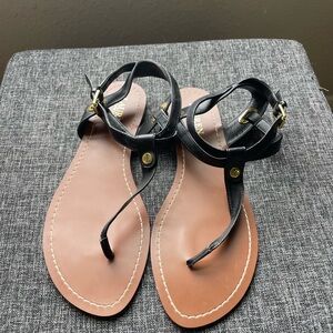 Ralph Lauren Black T-Strap Sandals